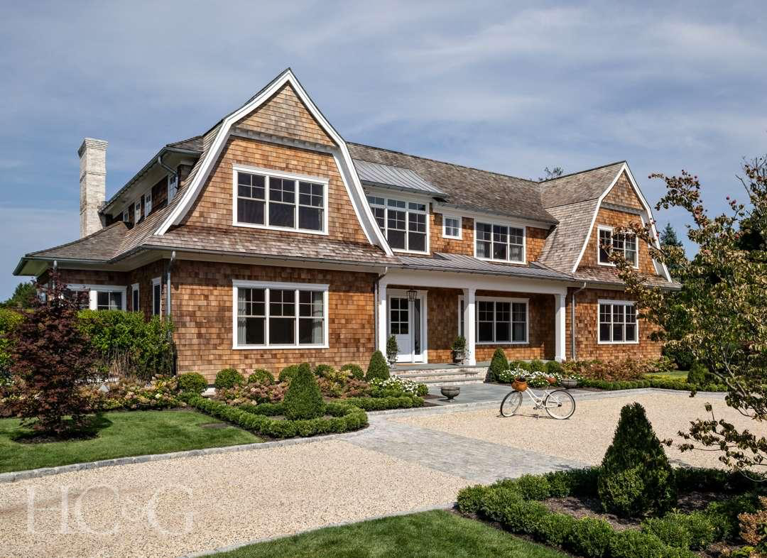 Cedar shingle Hamptons home with gardens